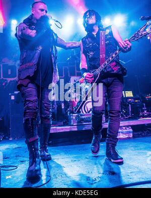 Detroit, MI, USA. 28th Sep, 2017. ANDY LAPLEGUA and ERIC13 of Combichrist perform at St. Andrew's Hall in Detroit, MI. Credit: Alexis Simpson/ZUMA Wire/Alamy Live News Stock Photo