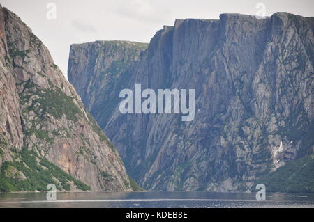 Western Brook Pond, a freshwater glacial fjord located in Gros Morne National Park, on the west coast of Newfoundland, Canada Stock Photo