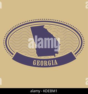 Georgia map silhouette - oval stamp Stock Vector