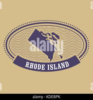 Rhode Island map silhouette - oval stamp of state Stock Vector
