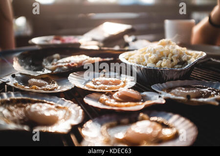 Shellfish BBQ in South Korea Stock Photo