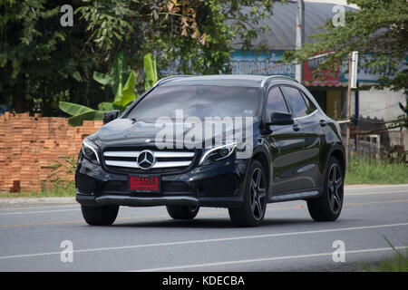 CHIANG MAI, THAILAND -SEPTEMBER 28 2017: Private suv car, Benz GLA250. Photo at road no.1001 about 8 km from downtown Chiangmai, thailand. Stock Photo