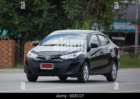 CHIANG MAI, THAILAND -SEPTEMBER 28 2017: New Private Sedan car toyota Yaris ATIV Eco Car.  Photo at road no 121 about 8 km from downtown Chiangmai tha Stock Photo