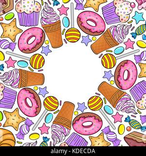 card with various sweets Stock Vector
