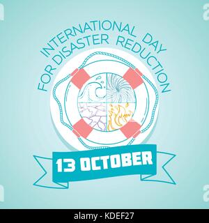 Calendar for each day on october 13. Greeting card. Holiday -   International Day for Disaster Reduction. Icon in the linear style Stock Vector