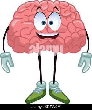 Cute brain cartoon Stock Vector