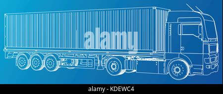 Vector truck. Abstract drawing. Wire-frame. EPS10 format. Vector created of 3d. Stock Vector