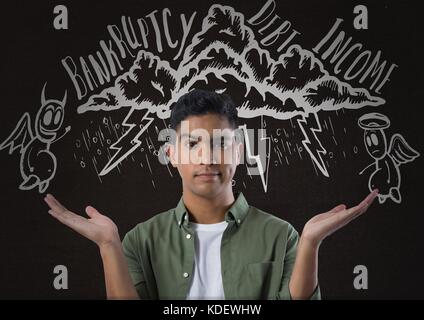Digital composite of frustrated man in storm Stock Photo