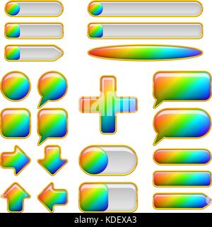 Rainbow glass buttons, set Stock Vector