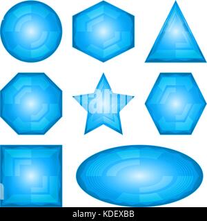 Icons buttons blue, set Stock Vector
