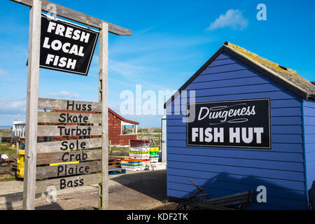 Dungeness fish hut snack shack, Dungeness, Kent, UK Stock Photo - Alamy