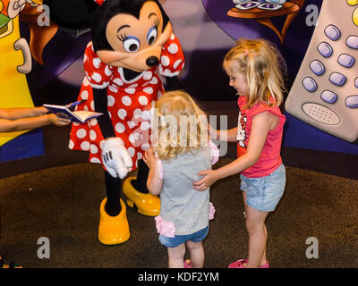 Children meeting Minnie Mouse, Disney World, Florida, USA Stock Photo
