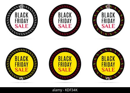 Black Friday Sale. Round Sticker with Advertising of Black Friday Day. Vector Colorful Sale Banner Stock Vector