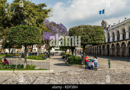 Plaza Mayor, Antigua, Guatemala Stock Photo