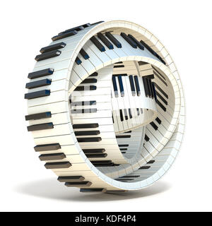 Abstract piano keys 3D render illustration isolated on white background Stock Photo