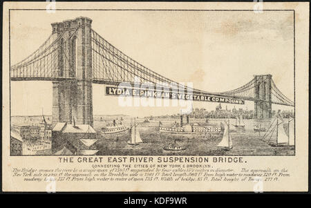 Lydia E. Pinkham's Vegetable Compound The great East River suspension bridge (front) Stock Photo