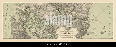 Isthmian Canal Commission Map of the Panama Canal Zone Stock Photo