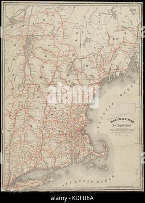 Railway map of the New England states, engraved expressly for the Pathfinder railway guide (10174768314) Stock Photo