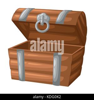 Wooden empty chest with open cover isolated on the white background vector illustrationvintage wooden chest with open lid vector illustration Web site Stock Vector