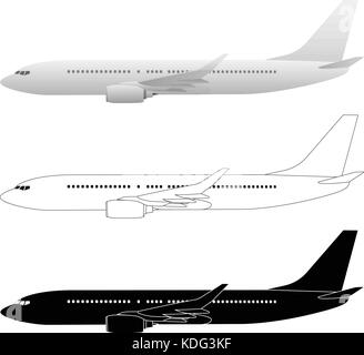 Commercial Airliner Passenger Jet Vector Illustrations Stock Vector