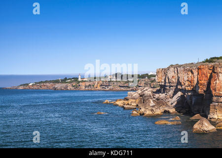 Boca do Inferno. Seaside cliffs with the Hell's Mouth chasm. Popular natural landmark of Cascais city in the District of Lisbon, Portugal Stock Photo