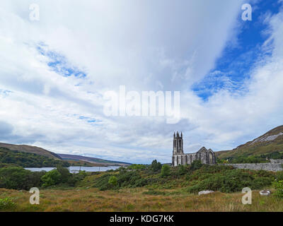 Dunlewey or Dunlewy ruined church at the foot of Mount Errigal and the Poisoned Glen county Donegal Ireland Stock Photo
