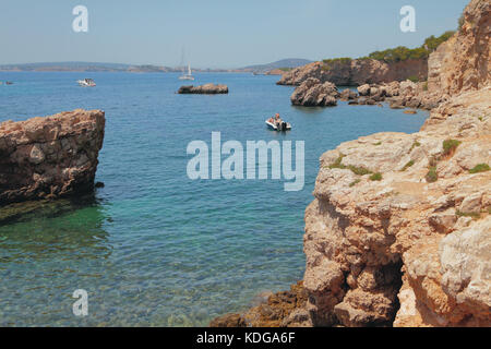 Rocky coast and bay Cala Xinxell. Palma-de-Mallorca, Spain Stock Photo