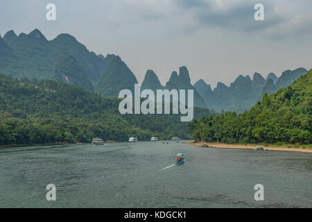 View on Lijiang River, South of Guilin, Guangxi, China Stock Photo