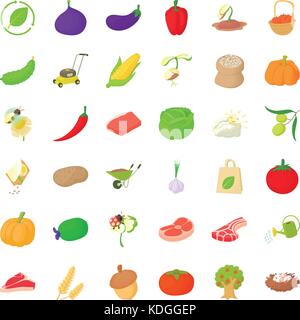 Garlic icons set, isometric style Stock Vector