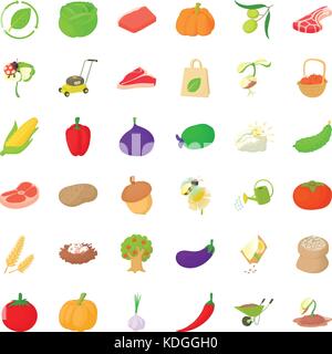Autumn icons set, isometric style Stock Vector