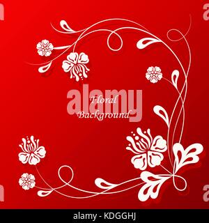 Beautiful floral pattern on red background Stock Vector