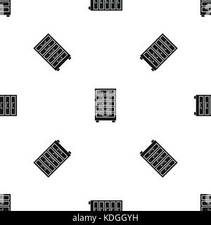 Wooden cabinet with drawers pattern seamless black Stock Vector