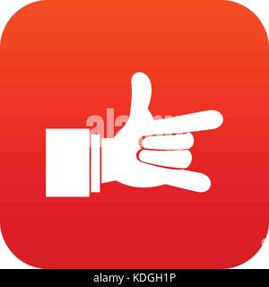 I Love You hand sign icon digital red Stock Vector