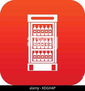 Fridge with refreshments drinks icon digital red Stock Vector