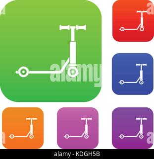 Scooter set color collection Stock Vector