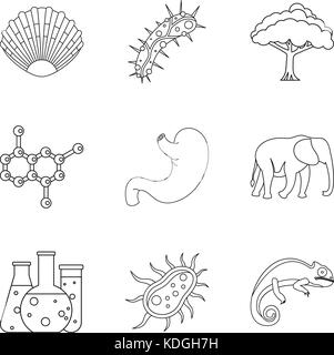 Research of organism icons set, outline style Stock Vector