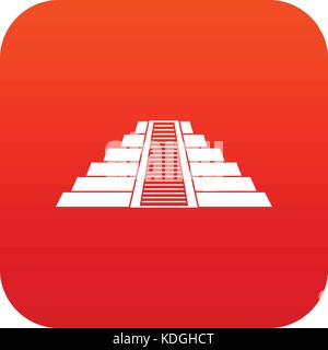 Ziggurat in Chichen Itza icon digital red Stock Vector