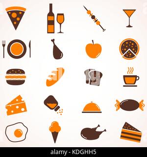 Set of 16 food icons. Vector illustration Stock Vector