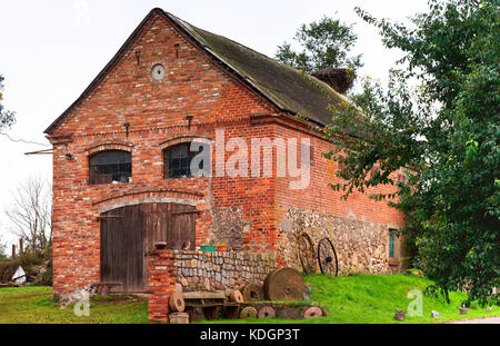 the red brick house is an old rural courtyard Stock Photo