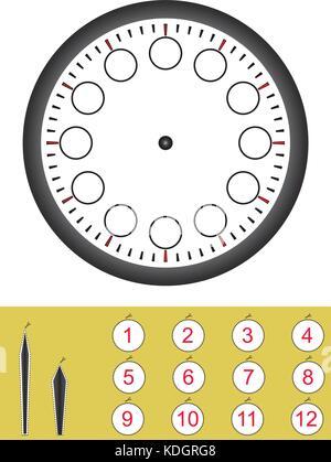 let's make a clock, worksheet for kids Stock Vector