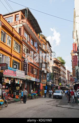 KATHMANDU, NEPAL - SEPTEMBER 29, 2012 - Street in Thamel, the tourist district of Kathmandu Stock Photo