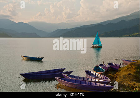 Phewa Lake in Nepal Stock Photo