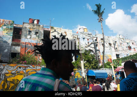Callejon de Hamel, 'temple' of afro-cuban culture in Havana Stock Photo