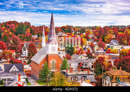 Montpelier, Vermont, USA town skyline in autumn. Stock Photo