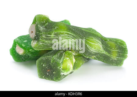 Green Turkish delight stick sweet food isolated on white background Stock Photo