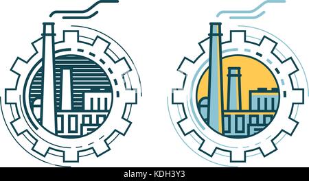 Industry, industrial enterprise, factory logo or label. Vector illustration Stock Vector