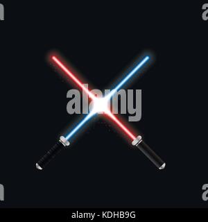 Two crossed magic light swords. Vector illustration Stock Vector