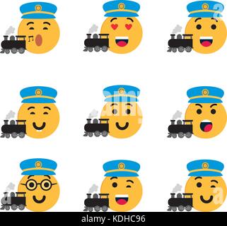 Emoticons train driver Stock Vector