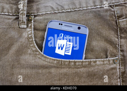 MONTREAL, CANADA - OCTOBER 10 2017 Microsoft Word android application. Microsoft Word is a word processing program that allows for the creation of bot Stock Photo