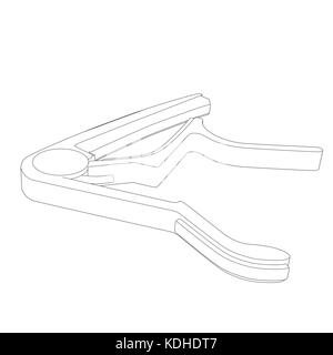 guitar capo tool with black colored outlines Stock Photo